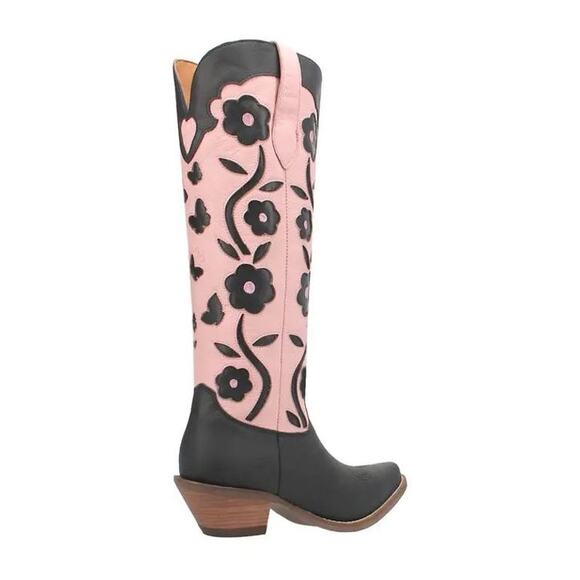NWT Dingo Goodness Gracious Leather Floral Western Boot Black/Pink Size 7.5 - Picture 2 of 9